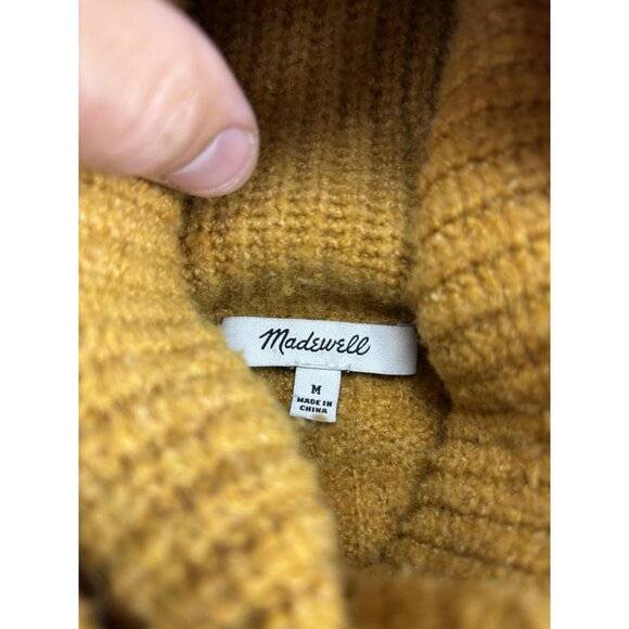 Madewell Sweater Womens Medium Mustard Ribbed Wool Blend Turtleneck Pullover - Picture 4 of 6